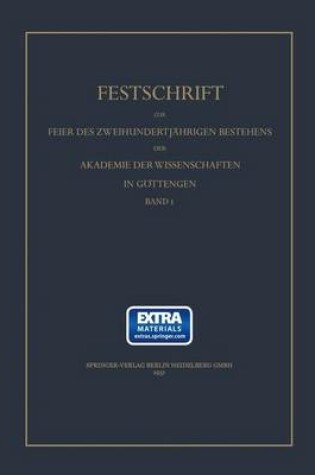 Cover of Festschrift zur Feier des zweihundertjährigen Bestehens des Akademie der Wissenschaft in Göttingen