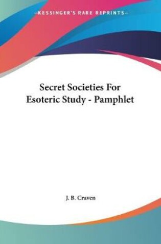 Cover of Secret Societies For Esoteric Study - Pamphlet