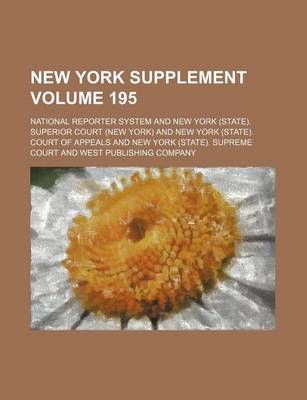 Book cover for New York Supplement Volume 195