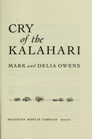 Cover of Cry of the Kalahari (Pb)