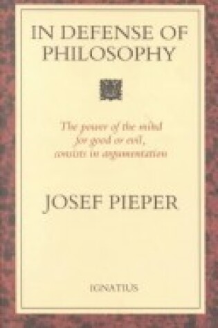 Cover of In Defence of Philosophy