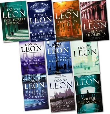 Book cover for Donna Leon Pack (blood from a Stone, Uniform Justice, a Sea of Troubles, Fatal Remedies, a Noble Radiance, Friends in High Places, Doctored Evidence, Death in a...)