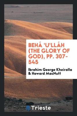 Book cover for Beh  'u'll h (the Glory of God), Pp. 307-545