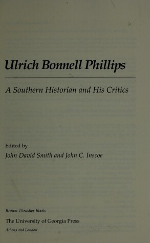 Book cover for Ulrich Bonnell Phillips