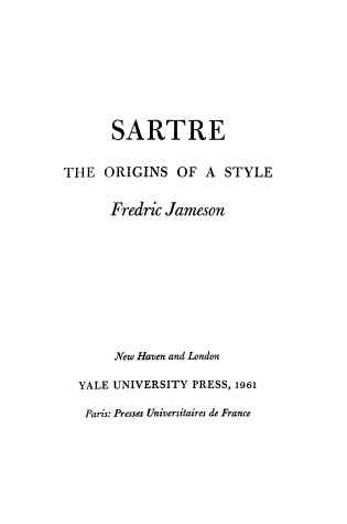 Cover of Sartre Origins of Style