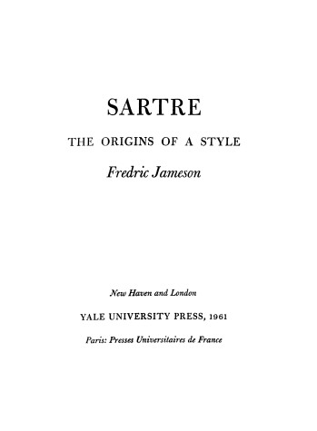 Book cover for Sartre Origins of Style