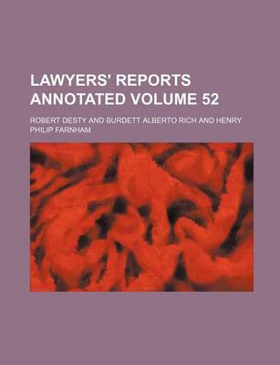 Book cover for Lawyers' Reports Annotated Volume 52