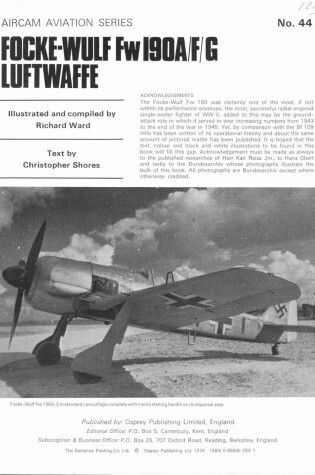 Cover of Focke Wulf 190A/F/G