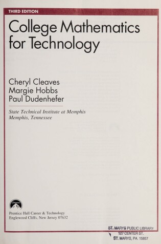 Cover of College Mathematics for Technology