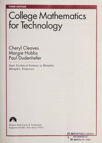 Book cover for College Mathematics for Technology