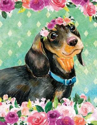 Book cover for My Big Fat Bullet Journal for Dog Lovers Black and Tan Dachshund in Flowers