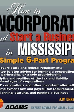 Cover of How to Incorporate and Start a Business in Mississippi