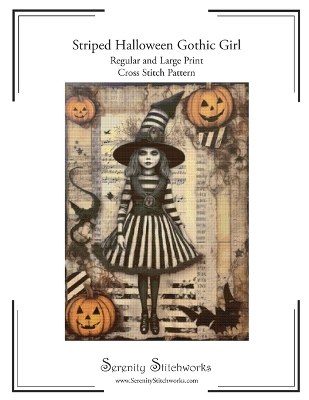 Book cover for Striped Halloween Gothic Girl Cross Stitch Pattern