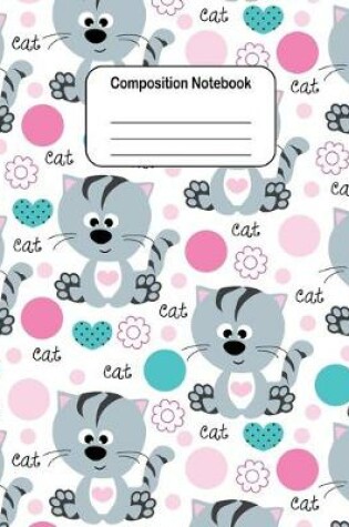 Cover of Composition Notebook - Sitting Cat Pattern on White Background