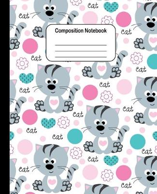 Book cover for Composition Notebook - Sitting Cat Pattern on White Background