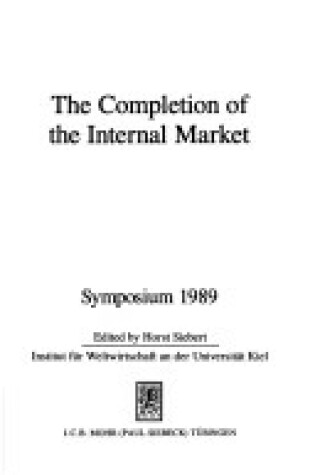 Cover of Completion of the Interna Pb