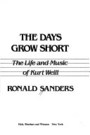 Cover of The Days Grow Short