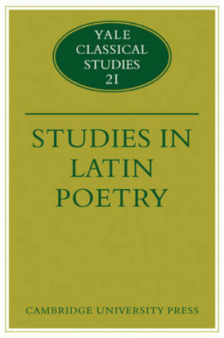 Cover of Studies in Latin Poetry