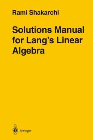 Cover of Solutions Manual for Lang's Linear Algebra