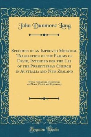 Cover of Specimen of an Improved Metrical Translation of the Psalms of David, Intended for the Use of the Presbyterian Church in Australia and New Zealand