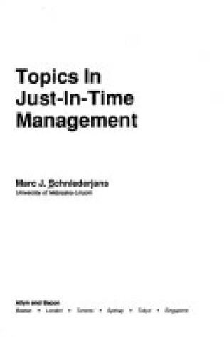 Cover of Topics in Just-in-time Management