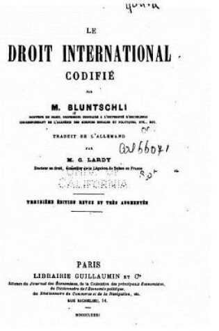 Cover of Le droit international codifi