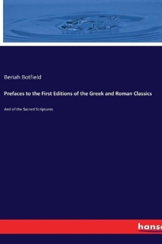 Cover of Prefaces to the First Editions of the Greek and Roman Classics