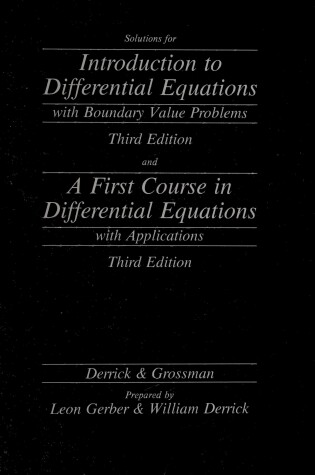 Cover of Sol. Intro to Differntial Equations W/Bo