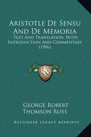 Cover of Aristotle de Sensu and de Memoria