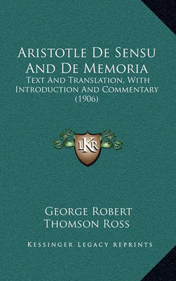 Book cover for Aristotle de Sensu and de Memoria