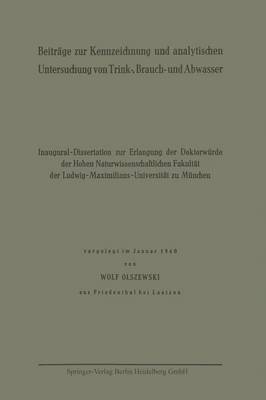 Book cover for Beitrage Zur Kennzeichnung Und Analytischen Untersuchung Von Trink-, Brauch- Und Abwasser