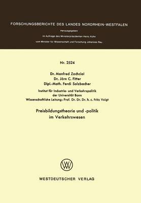 Cover of Preisbildungstheorie und -politik im Verkehrswesen