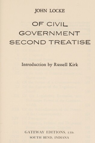 Cover of Of Civil Government, 2nd Essay