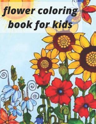 Book cover for flower coloring book for kids