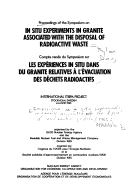 Book cover for Radioactive Waste Disposal in Situ Experiments in Granite