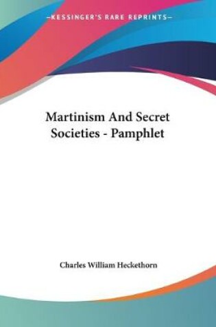 Cover of Martinism And Secret Societies - Pamphlet