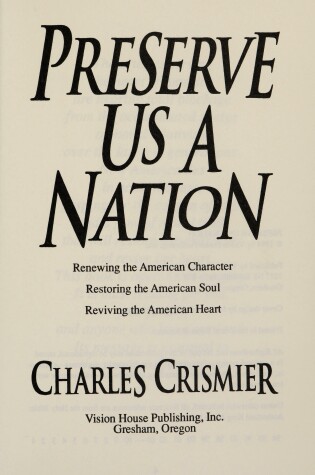 Cover of Preserve Us a Nation