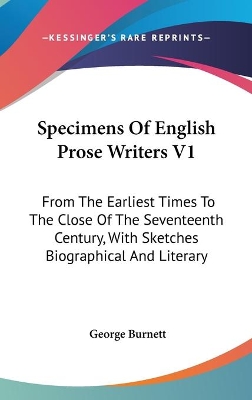 Book cover for Specimens Of English Prose Writers V1