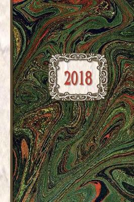 Book cover for 2018 Diary Green Swirl Marble Design