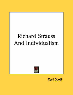 Book cover for Richard Strauss and Individualism