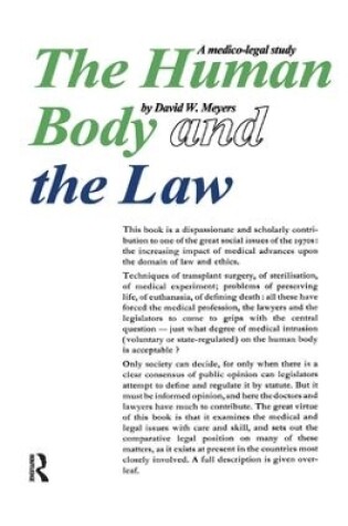 Cover of Human Body and the Law