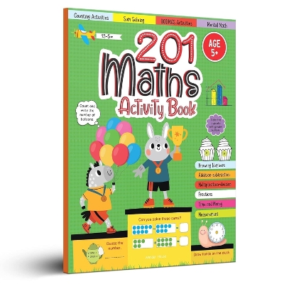 Book cover for 201 Maths Activity Book - Fun Activities and Math Exercises for Children Knowing Numbers, Addition-Subtraction, Fractions, Bodmas