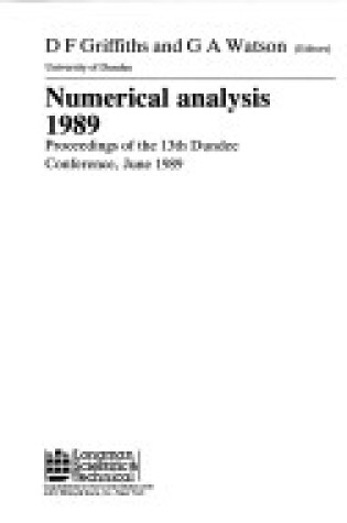 Cover of Griffiths Numerical Analysis 1989 (Proc