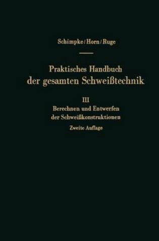 Cover of Berechnen und Entwerfen der Schweißkonstruktionen