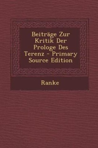 Cover of Beitrage Zur Kritik Der Prologe Des Terenz