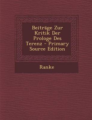 Book cover for Beitrage Zur Kritik Der Prologe Des Terenz