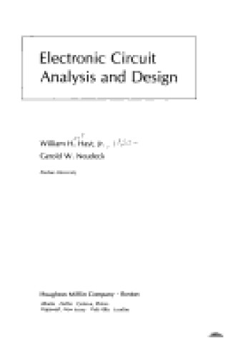 Cover of Electronic Circuit Analysis and Design