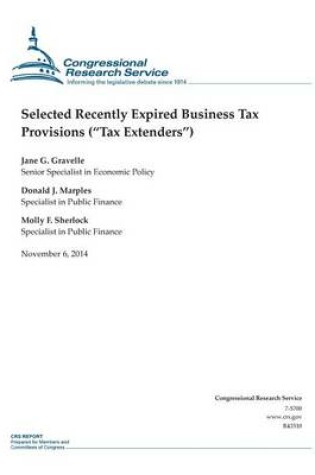 Cover of Selected Recently Expired Business Tax Provisions ("Tax Extenders")