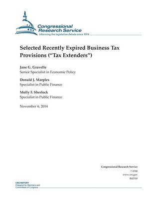 Book cover for Selected Recently Expired Business Tax Provisions ("Tax Extenders")