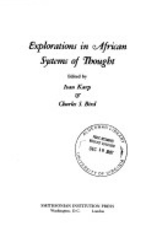 Cover of Explorations in African Systems of Thought